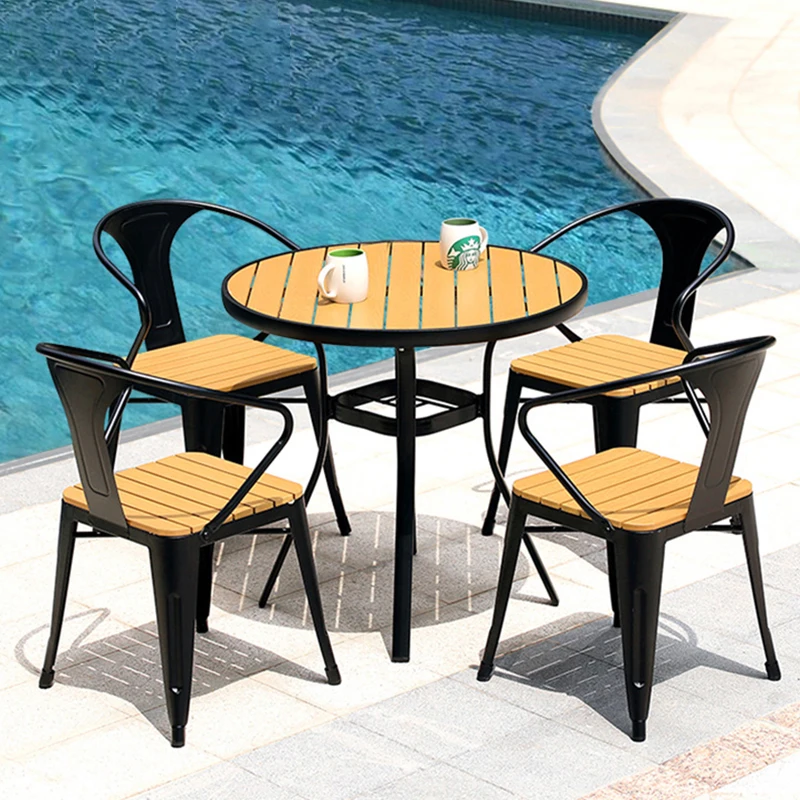 Outdoor Table and Chair Combination Courtyard Garden Leisure Balcony Outdoor Coffee Shop Milk Tea Shop Dining Chair Plastic