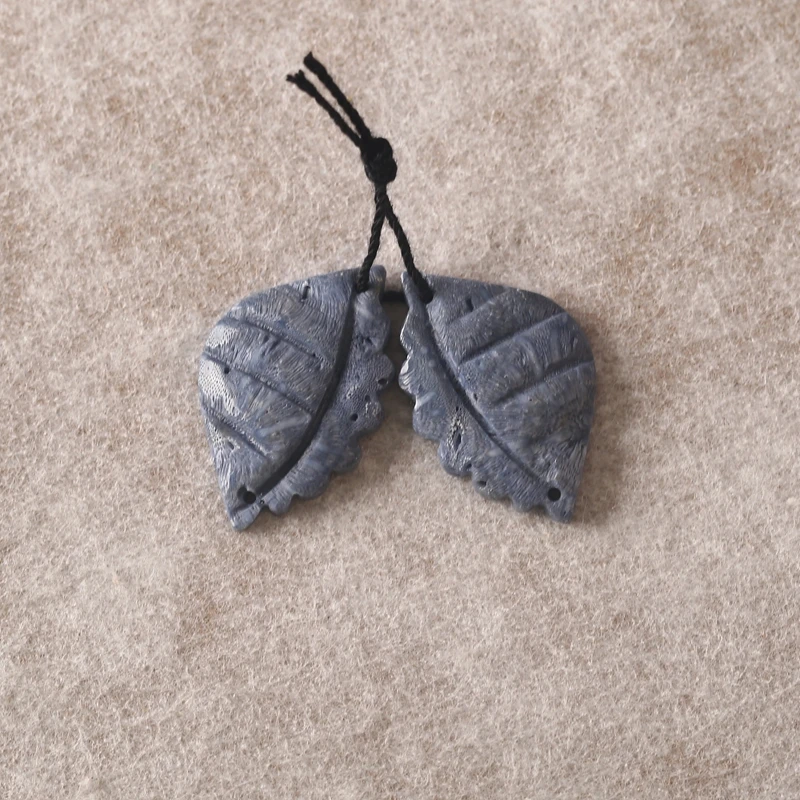 

B&F Natural Blue Coral Shell Shape Earring Bead Handcarved Fashion Jewelry Women Earrings Accessories 29x18x4mm 4.8g Cute Jewel