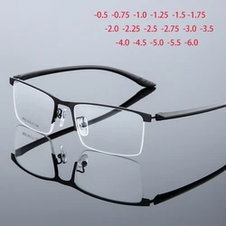 Pół-bez oprawek okulary metalowe soczewki fotochromowe i powłoki anty-uv dla mężczyzn kwadratowa recepta od 0 do 0.5 0.75 do-6