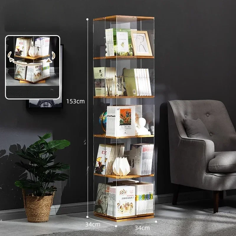 Rotating Bookshelf Book Cabinet Storage Shelf Floor Home Library Living Room Multi-layer etagere rangement Furniture