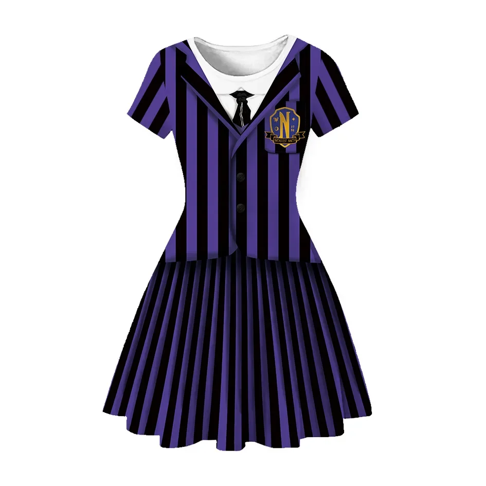 Movie Wednesday Cosplay Addams Costume Children Skirt  Uniform Dress Vestidos Kids Girls Halloween Carnival Party