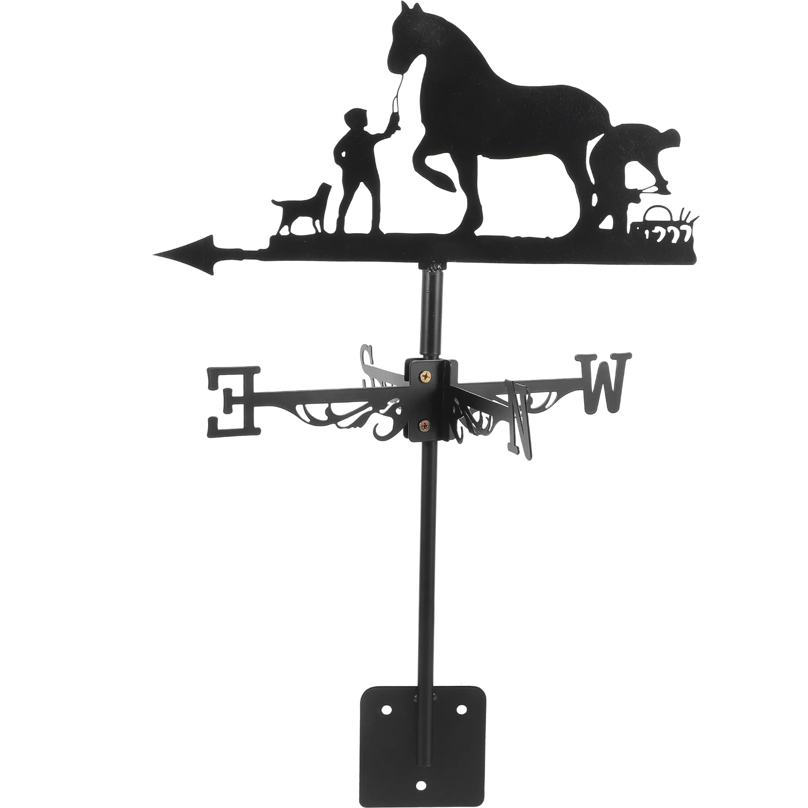 

1 set Retro Farm Weather Vane Black Vintage Iron Wind Direction Indicator Garden Decor Yard Weathervan Outdoor Lawn for Harsh