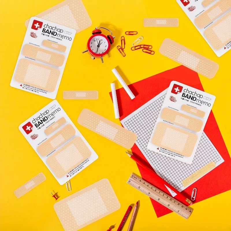 1/2 قطعة ملاحظات لاصقة على شكل ضمادة إبداعية، قادرة على كتابة الملصقات وعلامات ذاتية اللصق، متوفرة في 3 أحجام مختلفة