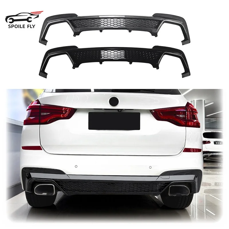 

For BMW X3 G01 M Sport 2018-2021 X3M Styke High Quality ABS Car Rear Bumper Lip Spoiler Glossy Black Carbon Fiber Look Body Kit