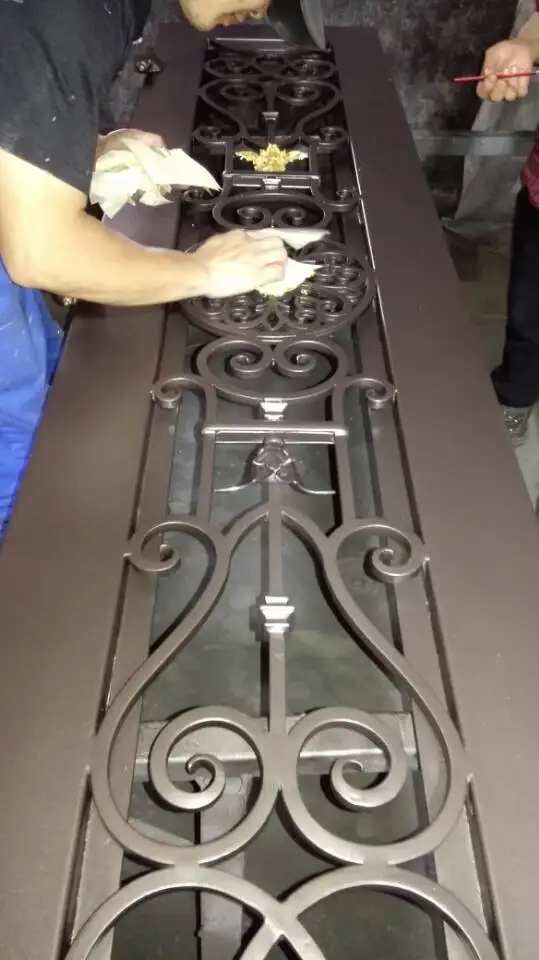 Front Double Door Wrought Iron Gate Steel Design Security Front Doors and Glass Wrought Iron Door