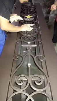 Front Double Door Wrought Iron Gate Steel Design Security Front Doors and Glass Wrought Iron Door