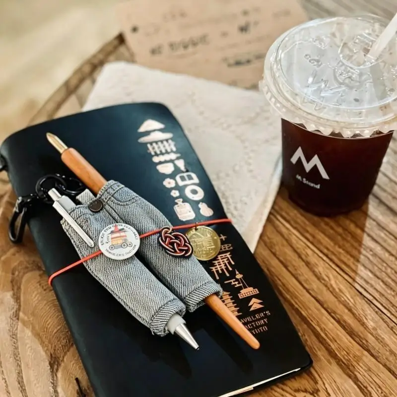 *Vintage Mini Denim Pants Pen Holder Clip Cute Jeans Shape Pen Organizer Keyring Portable Fabric Stationery Bag For Student Gift
