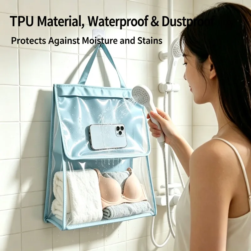 Wasserdichte Hängende Aufbewahrungstasche, Wandmontage ohne Bohren, Transparenter Kleiderorganizer mit Großer Kapazität für Badezimmer, Wohnheim und Zuhause – Detail 4