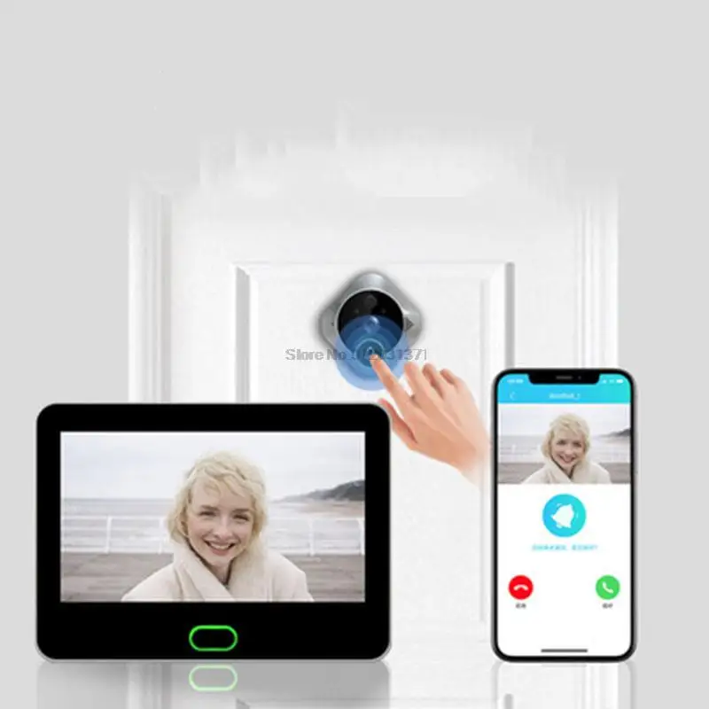 Timbre de ojo de la puerta inteligente, intercomunicador con pantalla LCD de 7 pulgadas, 170 °, 1080P, cámara de puerta de mirilla electrónica inalámbrica, visor para exteriores