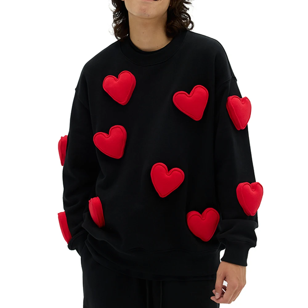 TWOTWINSTYLE Patchwork Heart Casual Sweatshirts For Women Round Neck Long Sleeve Loose Pullover Sweatshirt Female Fashion New