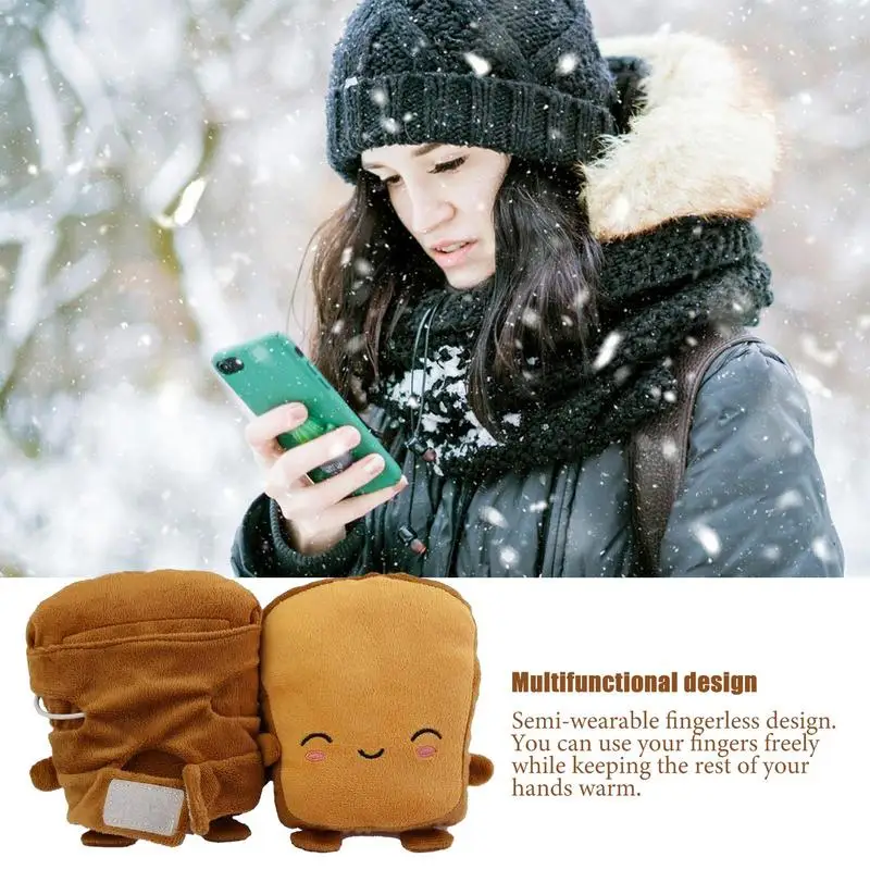 Heated Mittens Thermal Fingerless Gloves Panda Bread Mittens USB Powered Fingerless Heated Gloves Half Wearable Heated Typing