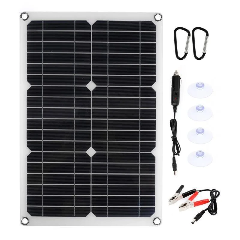 20W Solar Panel Kit 18V Multifunctional Ultra-thin Monocrystalline Dual USB Solar Panel Portable Solar Outdoor Emergency Power