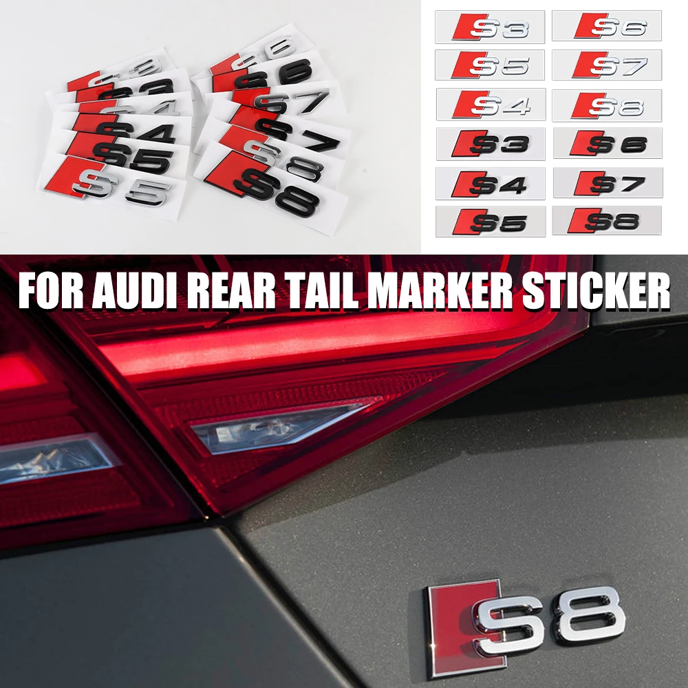 3D ABS Chrome Black Logo S3 S4 S5 S6 S7 S8 Emblem Car Trunk Badge Sticker Valve Cap For Audi RS 8P 8V B6 B8 B9 8T C4 C6 C7 C8 S5 - view 6