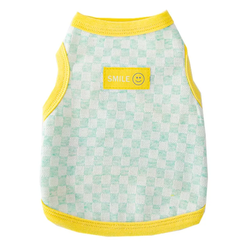 

Dog Cat Summer Clothes Checkerboard Vest Color Block Outfit Thin Breathable Two Leg Clothing For Puppy Small Dog Cat Spring Wear