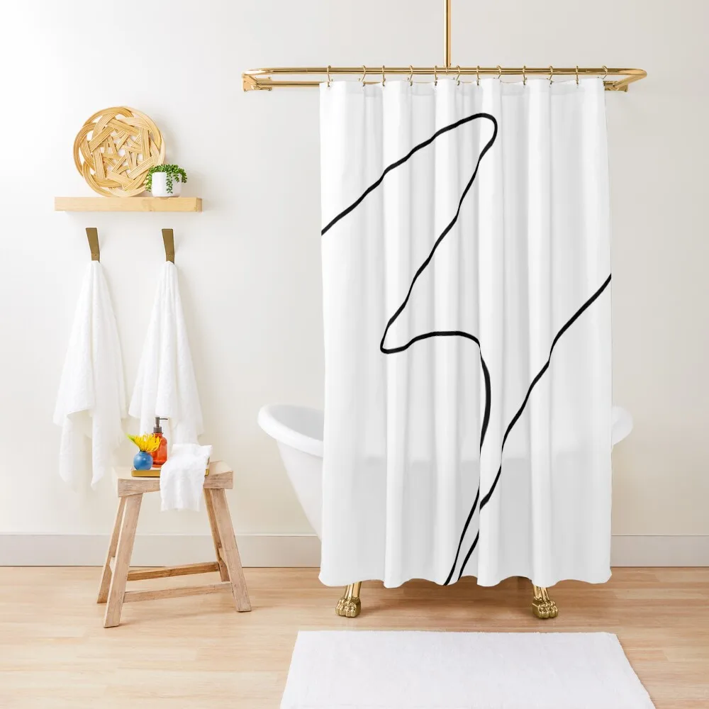 

Black and White Minimalist One Line Abstract Art Shower Curtain For Bathrooms Luxury Bathroom Shower Bathroom Accessory Curtain