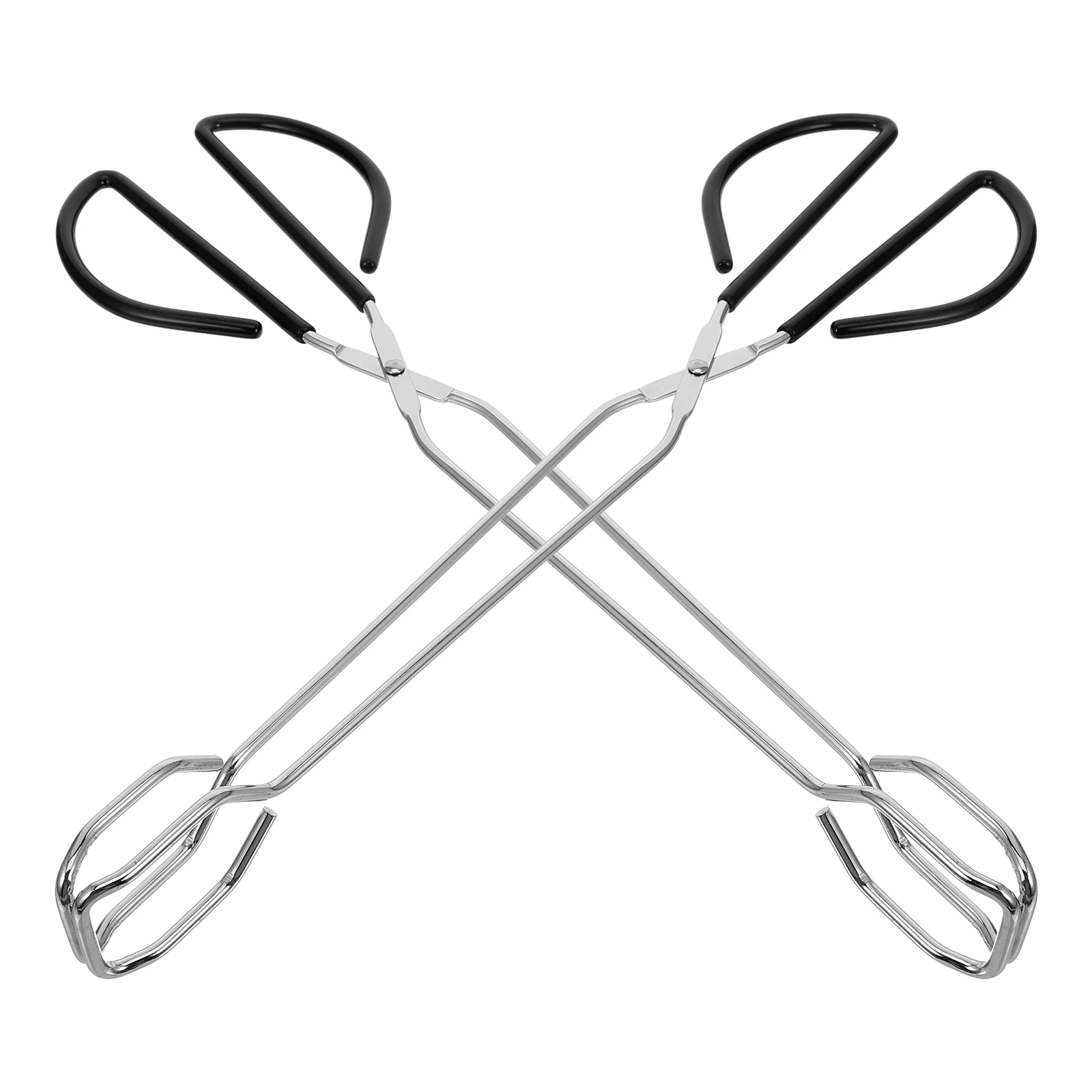 

2 Pcs Multipurpose Food Clips Stainless Steel Bread Tongs Barbecue Tools Wood Carbon Grips Cooking Grilling Steak Turner