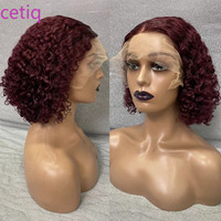 12inch kinky curly HD lace front wig bob virgin remy human hair short cut bob 180% density