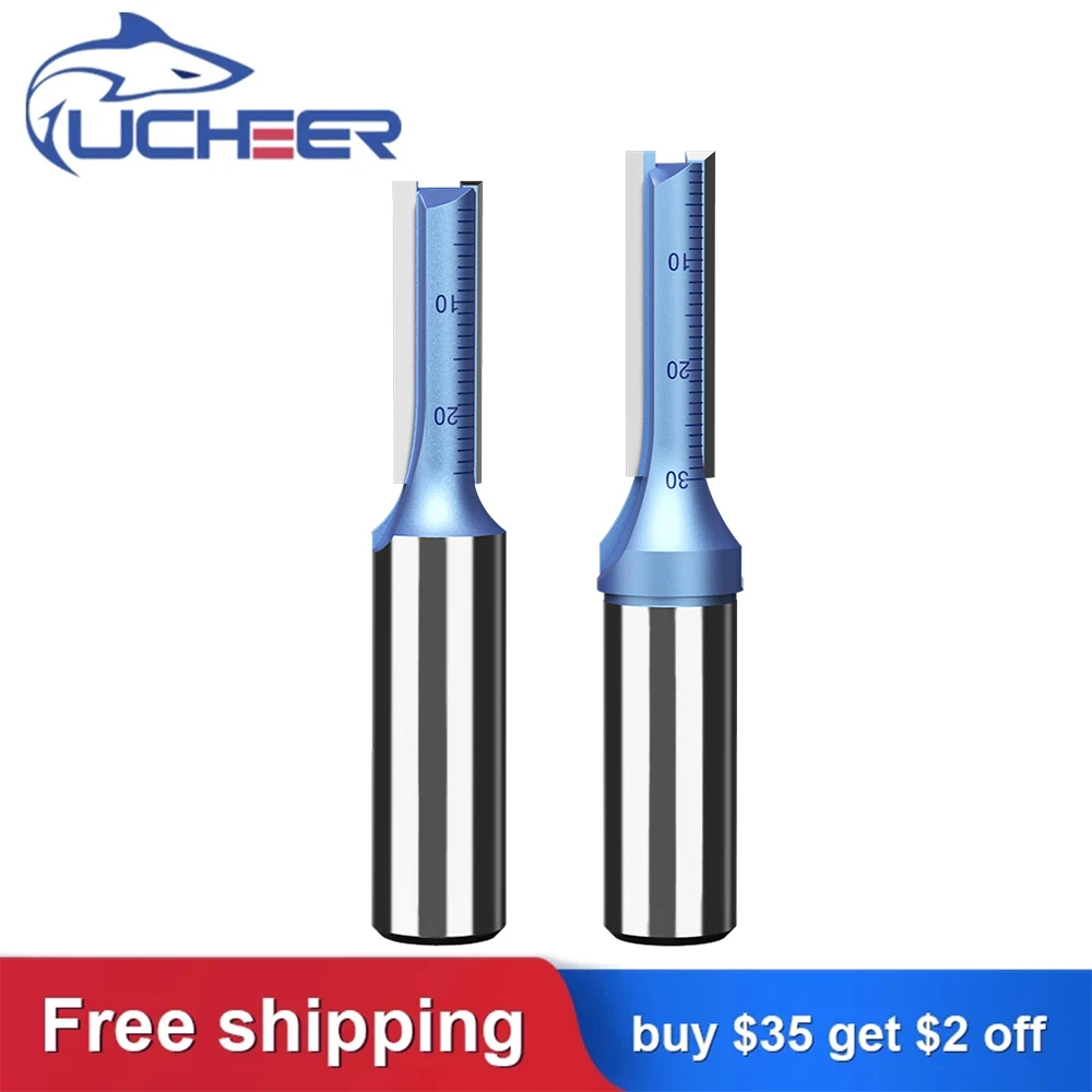 

UCHEER 1pcs SHK1/2 12.7mm Woodworking 2edge straight bit cutter milling tool carbide engraving and slotting gong