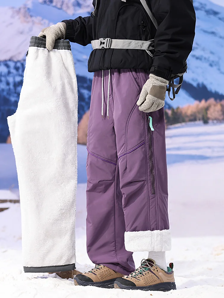 

Зимние лыжные брюки Thiened Fce, мужские теплые дышащие брюки с прямыми штанинами, повседневные брюки с застежкой-молнией на талии