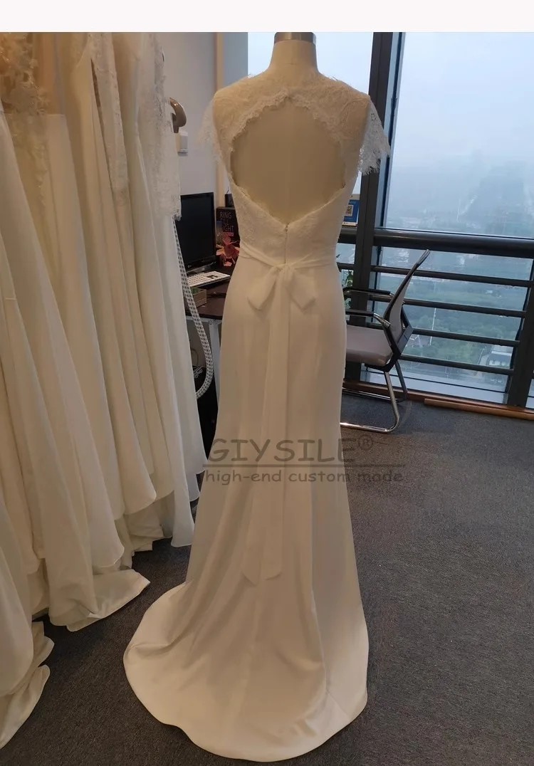 GIYSILE Customized White French Light Wedding Dresses Luxury 2025 Sexy Deep V-neck Lace Backless Mermaid Long Dress vestidos