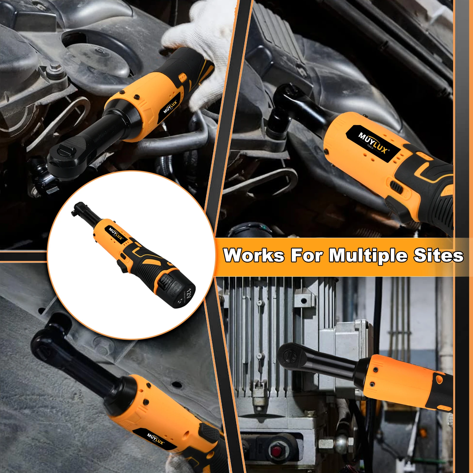 مفتاح ربط كهربائي 12 فولت، مفتاح ربط كهربائي بزاوية قائمة، أداة صيانة السيارة مع البطارية #4