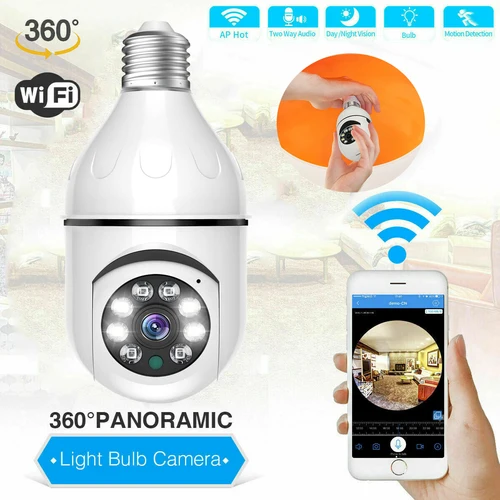 Cámara con bombilla inalámbrica Wifi E27 cámara con bombilla cámara de seguridad WiFi de 360 grados visión nocturna de alta definición a todo color