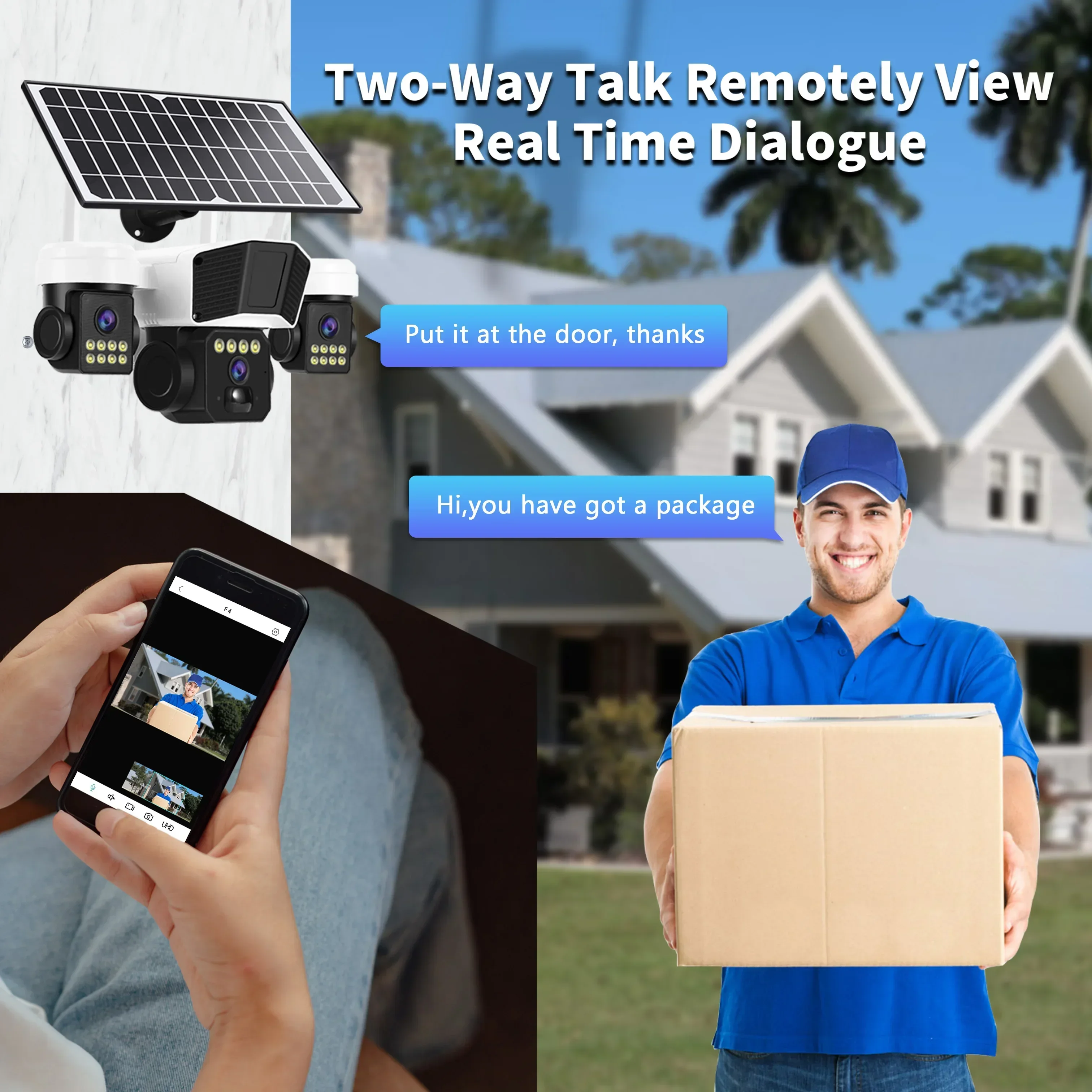 OKAM PRO 15W Outdoor Solar Camera 3-Lens HD 15MP IP66 Waterproof 12000mAh Battery 4G SIM Camera Auto Tracking with Night Vision