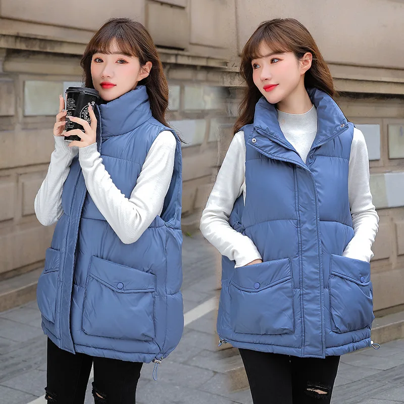 Warm Winter Vest Cotton Women Thick Sleeveless Jacket Casual White Duck Down Gilet Slim Puffer Female Feather Waistcoat 2024 New