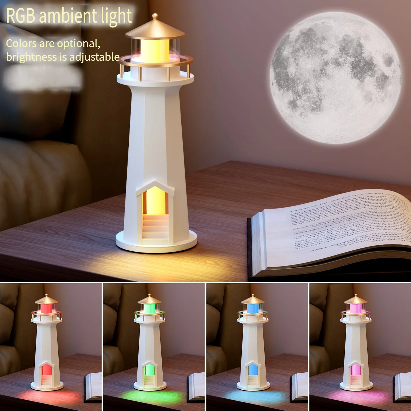 مكبر صوت بلوتوث Moonlight Lighthouse Audio هو هدية عيد ميلاد عملية ومتخصصة للرجال والنساء، مع جو راقي وزخرفة إضاءة ليلية #5