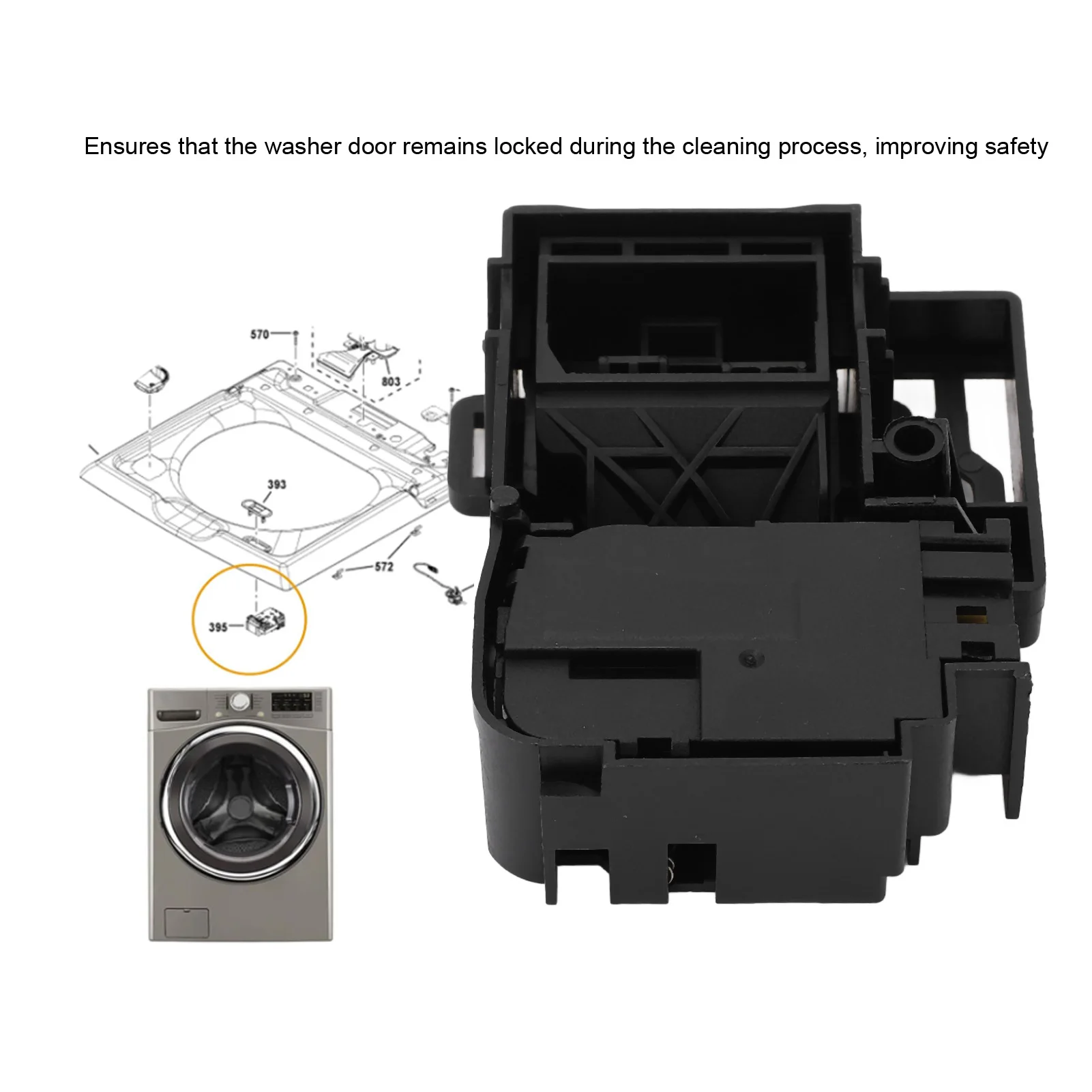 Lid Quick Release Lock Switch Long Lasting Easy Install Washer Lid Lock Switch WH01X26114 Replacement for RV Washer Door Lock
