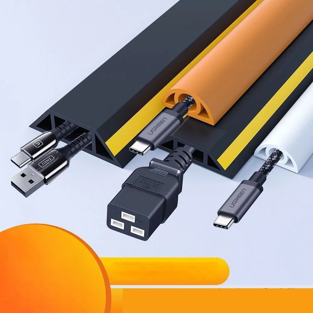 Anti-extrusion Floor Cord Cover Trapezoid Self-Adhesive Extension Wiring Duct Protector Durable Wire Organizer Home Outdoor