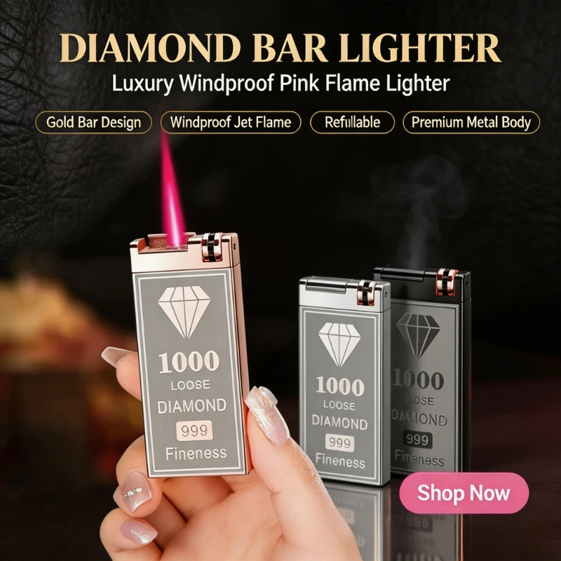 Metal Windproof Butane Torch Lighter,Powerful High Red Flame,Practical Cigarette Smoking Accessory,Exquisite Gift Choice for Men