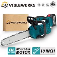 VIOLEWORKS  10 Inch Brushless Motor Electric Saw 5000W Chainsaw Rechargeable Li-ion Battery Woodworking Tool for Makita 18V