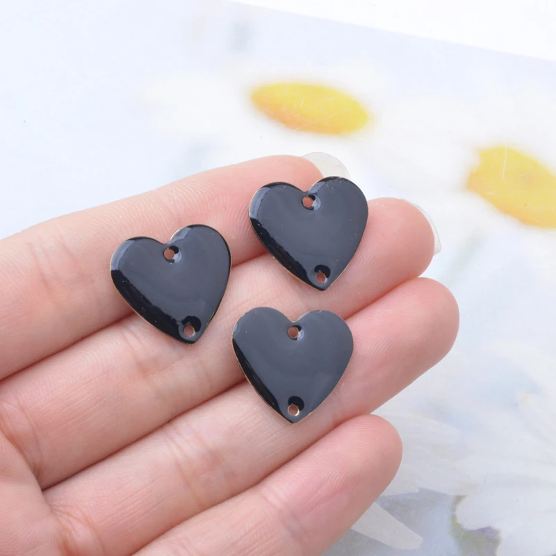10 Stück Kupfer-Emaille-Herz-Verbinder-Anhänger, beidseitig emaillierte Herzen, Charms für DIY-Schmuck, Ohrring-Zubehör – Detail 5