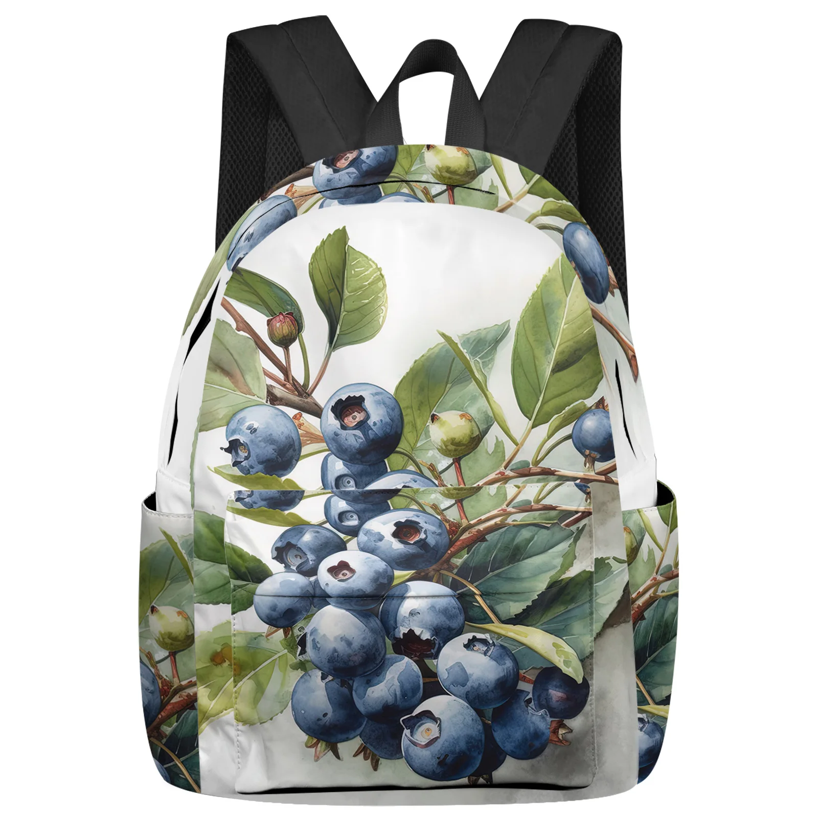 

Blueberry Watercolor Leaf Women Man Backpacks Waterproof Travel School Backpack For Student Boys Girls Laptop Book Pack Mochilas