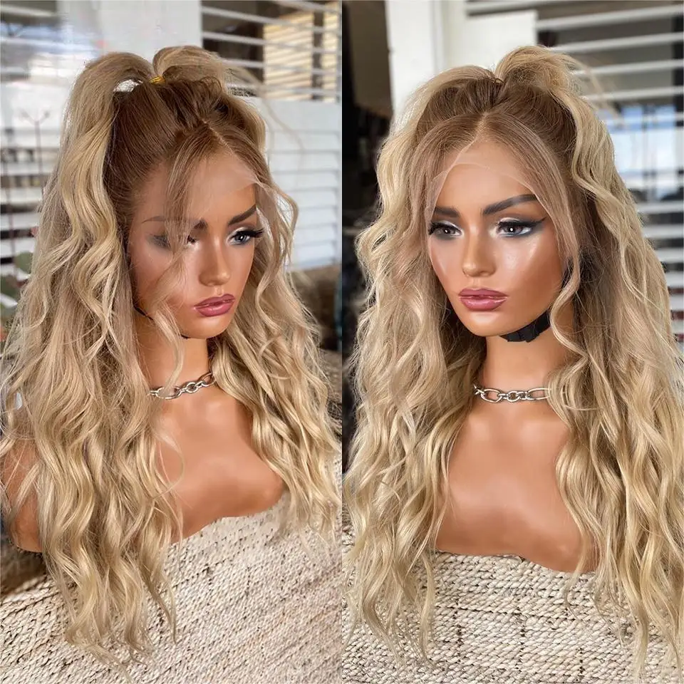 

Transparent 13x4 Lace Frontal Wigs Light Brown Body Wave High Quality Cosplay 4T 613 Brazilian Colored Human Hair Wig For Women