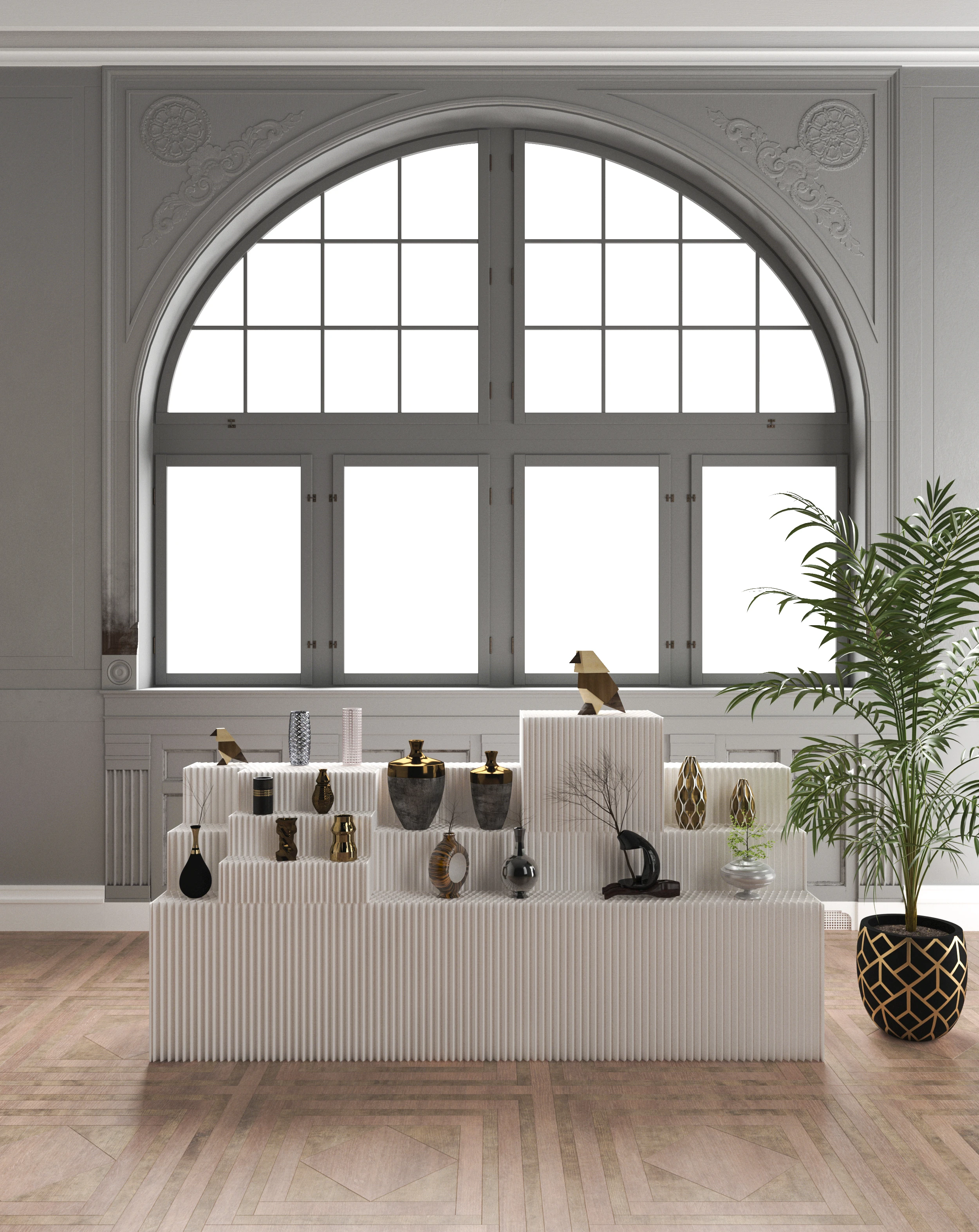 Folding Kraft Paper Event Display Shelf / Rack Shelving Portable Display Racks For Boutique