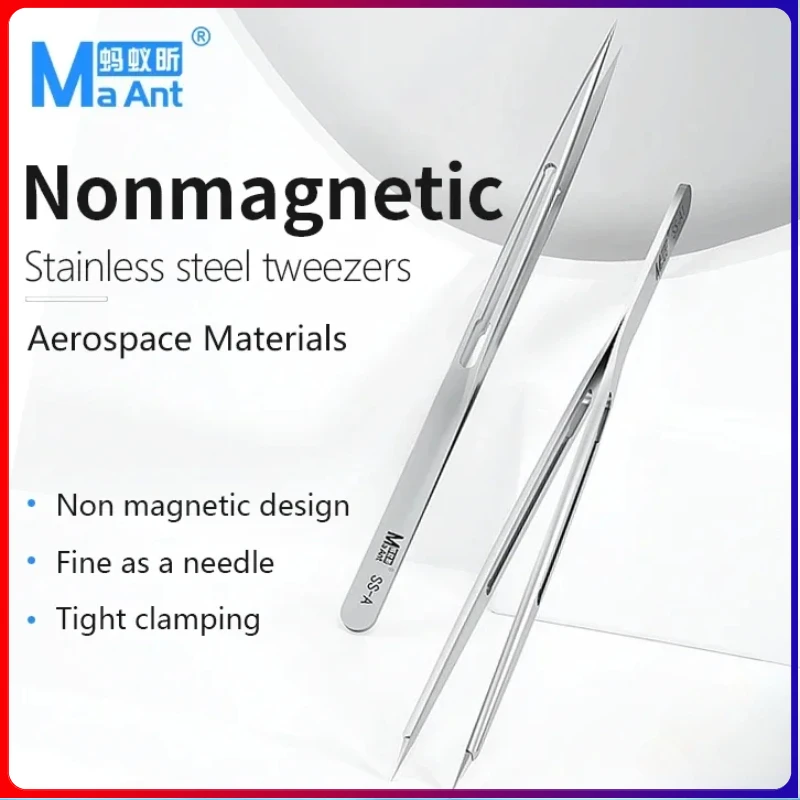 Ma-Ant SS-A/A1/J Tweezers Multifunction sturdy Non Magnetic Stainless Steel Aviation Material For SMD PCB Phone Repair Tools