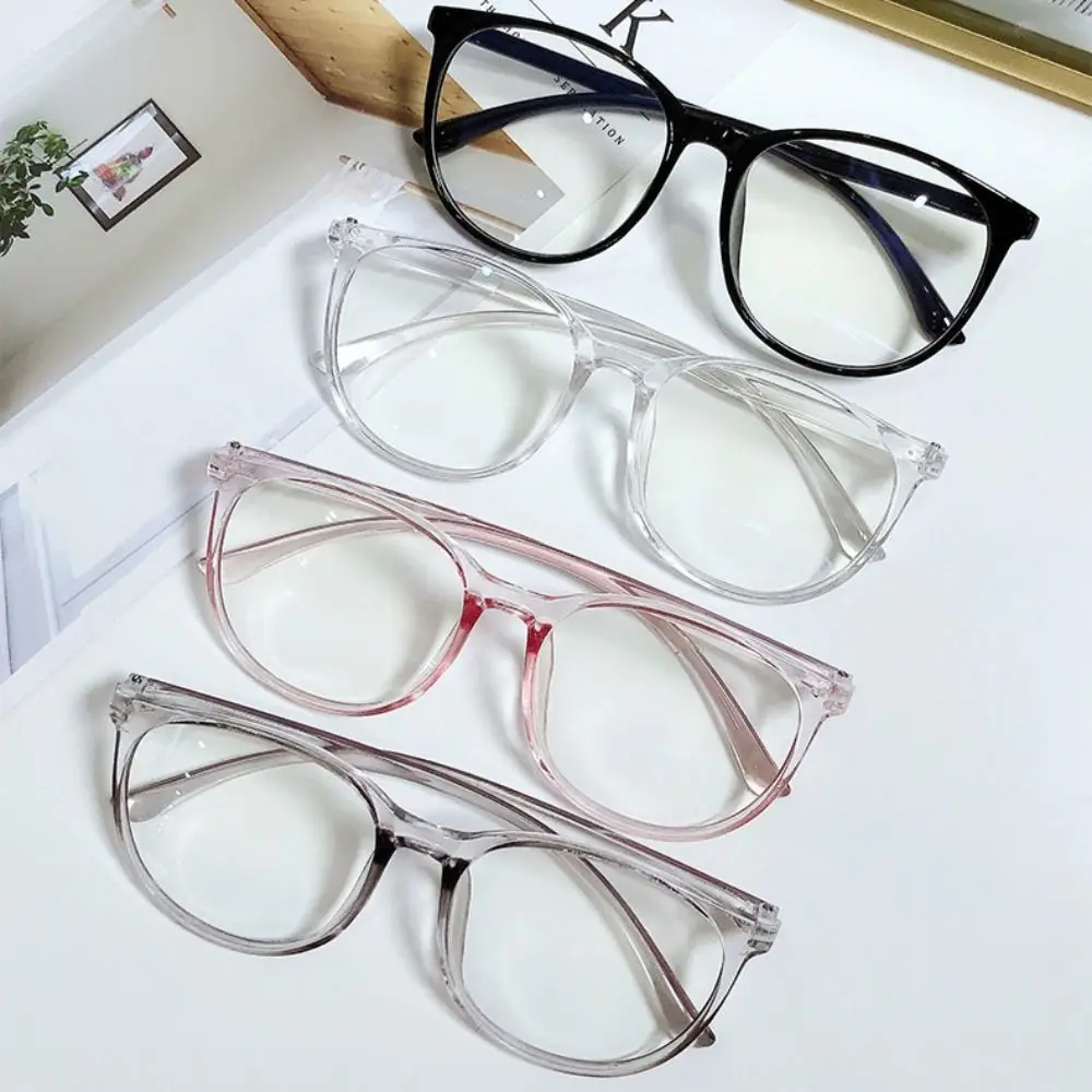 Trendy Plane Mirror Anti Blue Light Glasses Transparent New Round Eyewear Without Degree Computer Glasses Frame Women Men