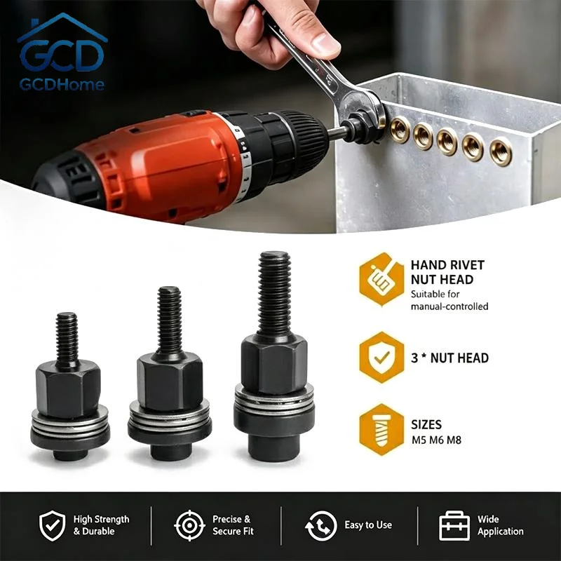Hand Nut Manual Rivet Tool M5 M6 M8 Mandrel Staple Riveter Easy Installation for Home Shelf Assembly DIY Projects