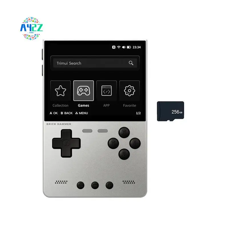 

A42Z-Brick Hammer Retro Handheld Game Console Metal CNC Aluminum Alloy Body 3.2Inch IPS Screen With 256GB Card