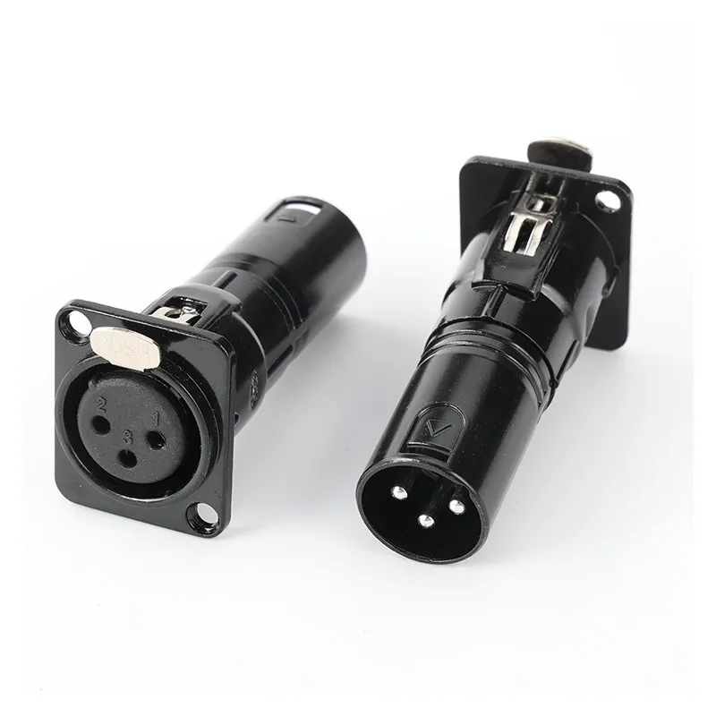 JOINAUDIO Pro C 3pin XLR to XLR male  solderless locking jack Female Black Pass through Adapter(10pcs)