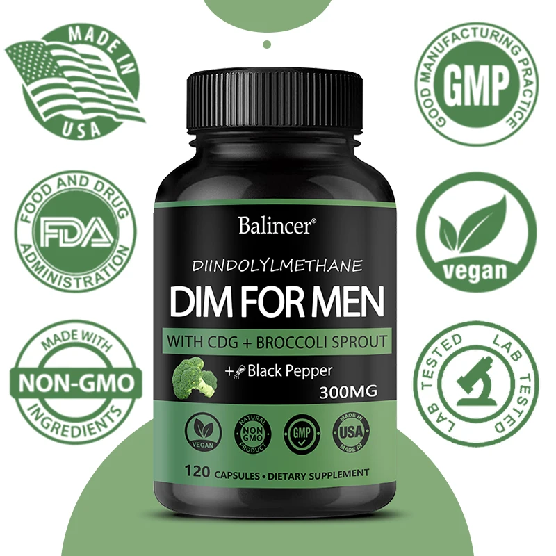 Balincer Dim Supplement 300 Mg Capsules - Diindolylmethane DIM + BioPerine - Menopause Balance, Prostate Health