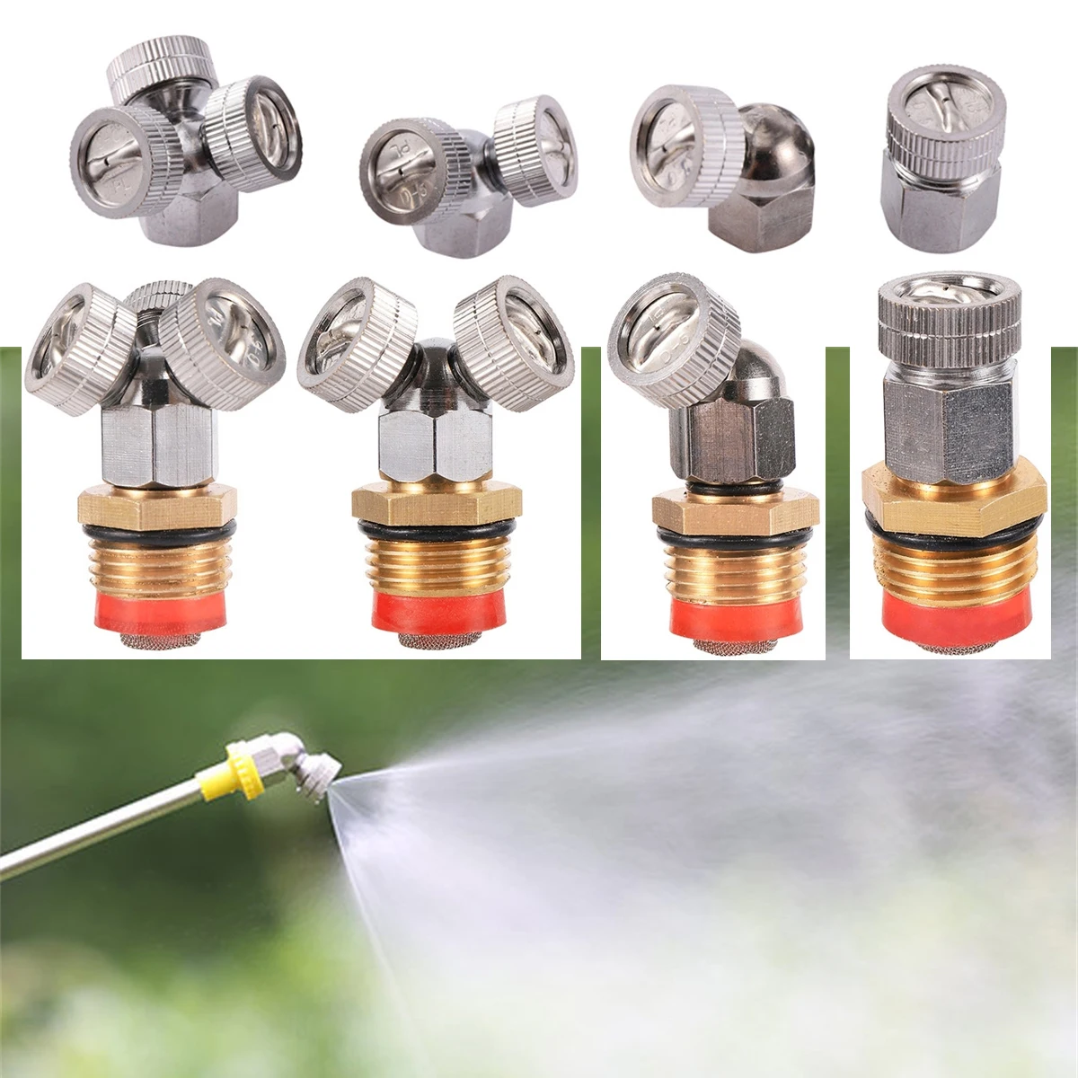 

Garden Copper Nickel Plated Sprayer Nozzle 1/2" 1/4" Agriculture Greenhouse Pesticide Mist Spraying Sprinkler 1/2/3-Nozzle Head