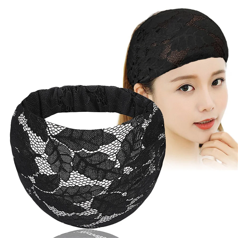 Lace Flower Elastic Headbands For Women Girls Turban Fashion Head Wrap Vintage Hair Bands Female Headwear Hair Accessories – Detail 2
