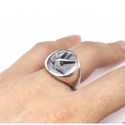 Vintage Three-dimensional Relief Swallow Ring For Men Jewelry Trendy Male Index Finger Ring Adjustable Cool Gift For Boyfriend
