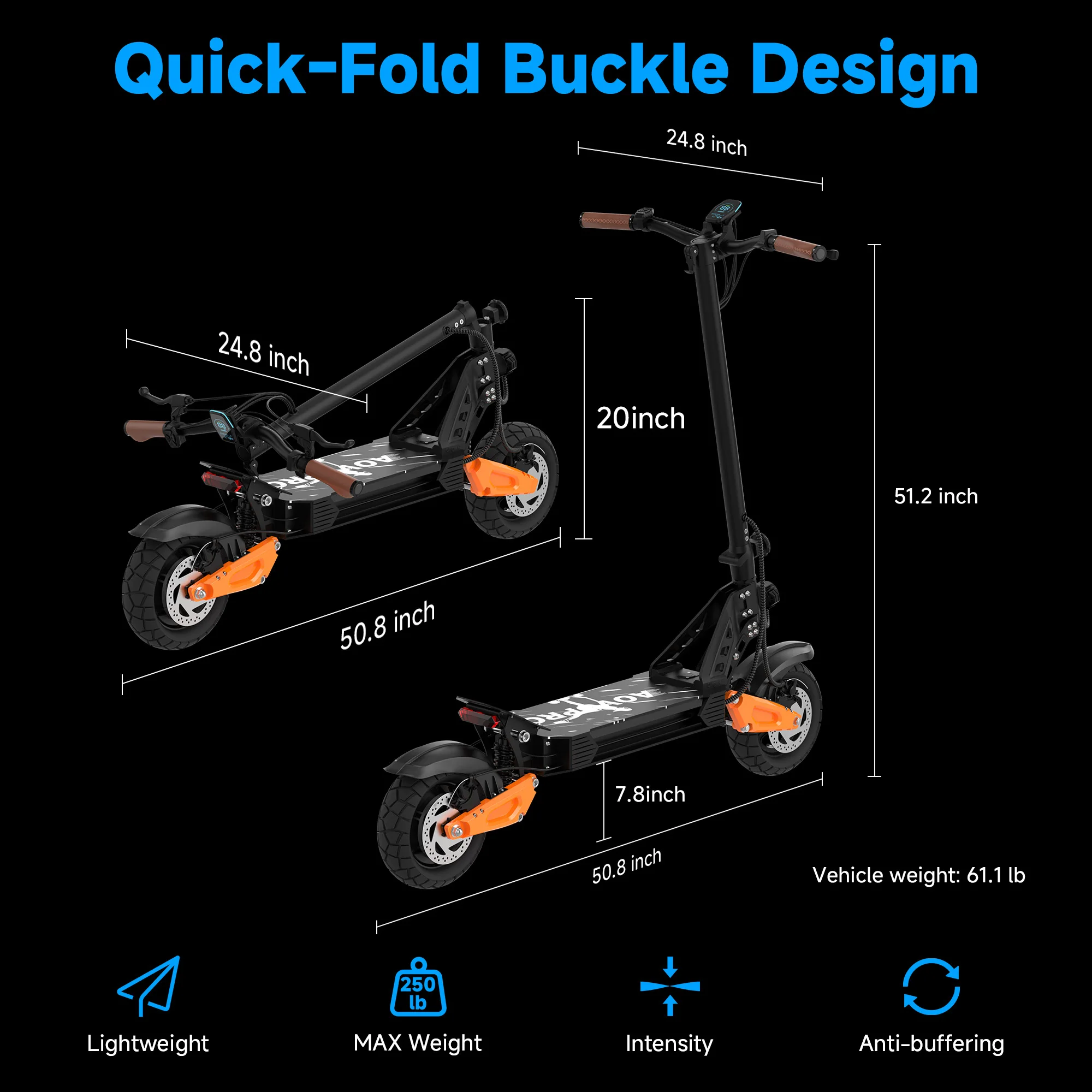 JUICEASE G65 Offroad-Elektroroller für Erwachsene Tragbarer E-Scooter Schnelle Beschleunigung Hohe Leistung IPX5 Wasserdicht 35 ° Klettern – Detail 10