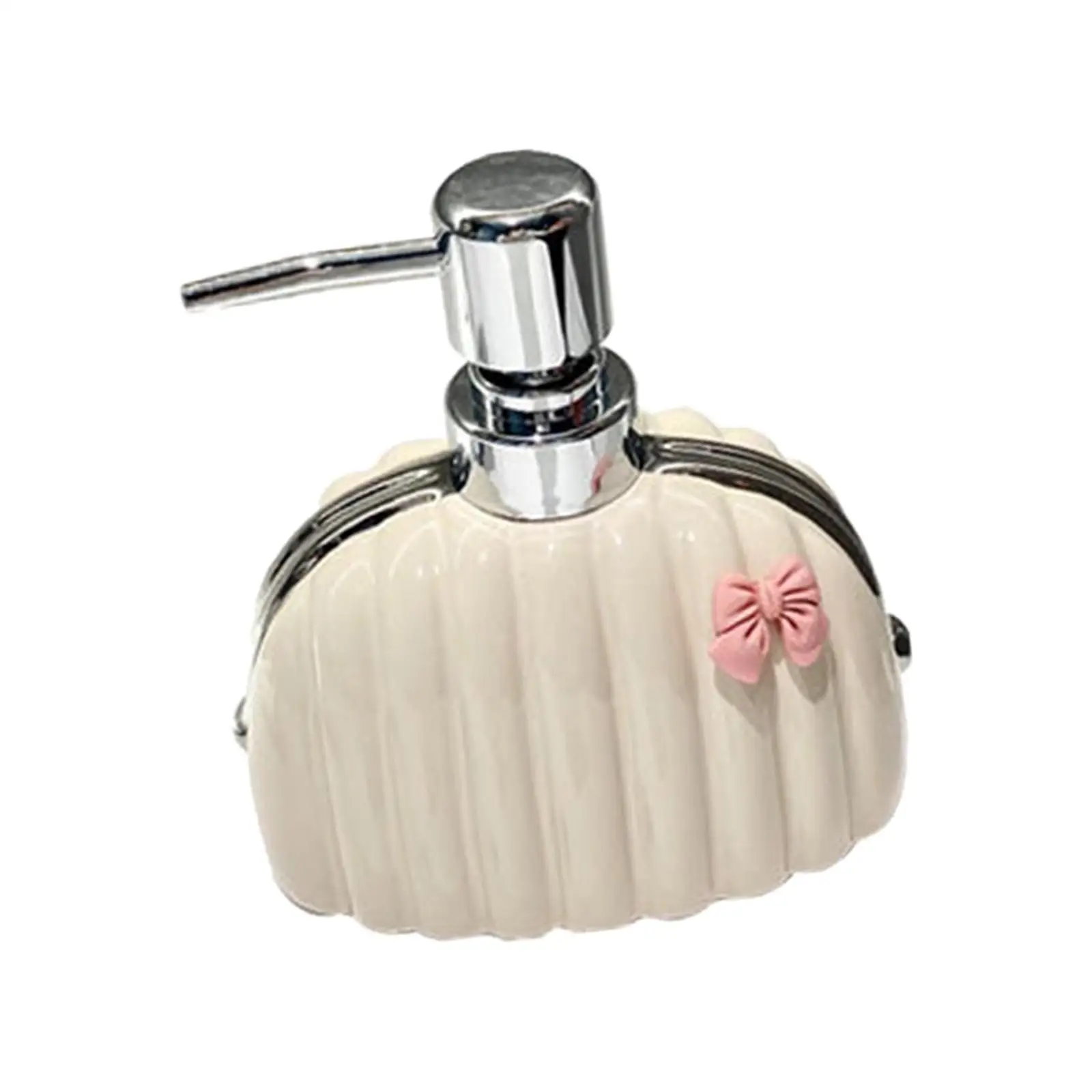 Lotion Pump Bottle Dispenser, Ceramic Lotion Bottle White Bow Tie, 350ml Soap Dispenser Shower Gel Dispenser,