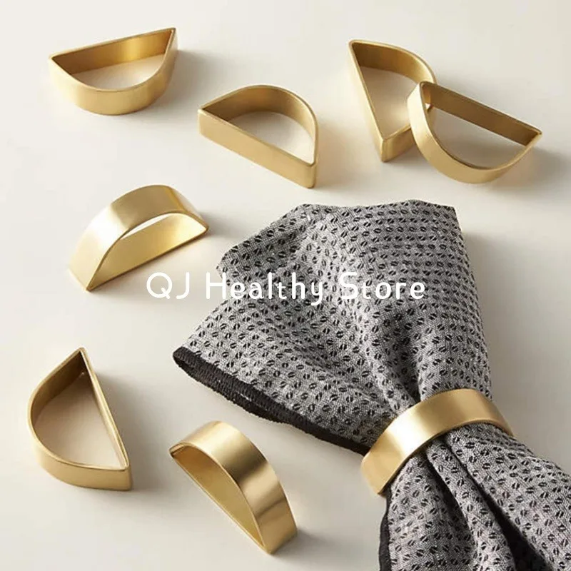 【Hot Sales】Cuff Brushed Gold Napkin Rings Holder Wedding Banquet Metallic Adornment Table Settings Glossy Serviette Buckles