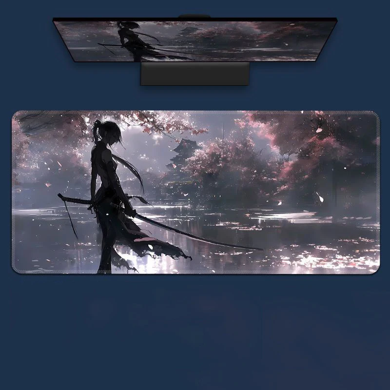 

Two-Dimensional Girl with Knife Classic Hd Anime Mouse Pad Large Gaming Desk Mat Rubber Anti-Slip Keyboard Table Mat for Gamers